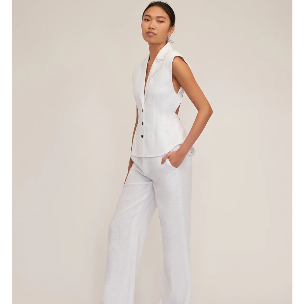 NWT Marissa Webb ENZO LINEN OPEN BACK VEST IN WHITE